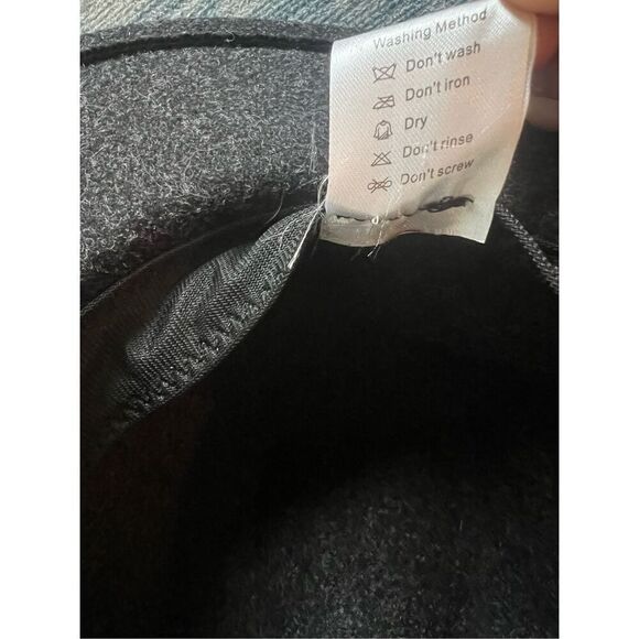 Heathered Black Felt Wool Blend Hat w Brown Strap - Picture 7 of 7